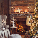 Vanthylit Christmas Tree Decorations, White Birch Tree with LED Lights- Set of 4, Warm White Small Tree Lights Battery Powered/USB, Timer Lighted Tree for Home Wedding Indoor Outdoor Decor (2 FT) Vanthylit