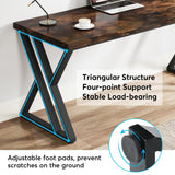 Tribesigns Writing Computer Desk, 55 inch Heavy Duty Study Desk with Z-Shaped Metal Leg, Modern Simple Home Office Computer Desk, Rustic Brown Tribesigns
