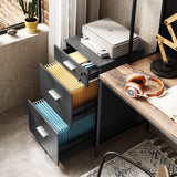 DEVAISE 3 Drawer Rolling File Cabinet with Lock, Wood Filing Cabinet fits Letter / A4 Size for Home Office, Black DEVAISE