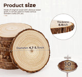 ilauke Wood Slices for Centerpieces, 4.7-5.1 Inch Unfinished Wood 10Pcs Natural Wood Slices Round Wooden Discs Wood Circles, Wedding Decorations, Christmas Ornaments, DIY Crafts Paintings ilauke