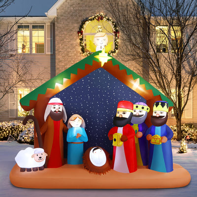 Alupssuc 8ft Christmas Inflatable Nativity Scene Decoration with Built-in LED Lights, Large Weatherproof Christmas Decoration, Perfect for Xmas Holiday Party Outdoor/Indoor Yard Garden Lawn Decor