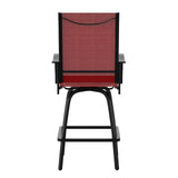 Flash Furniture Valerie Patio Bar Height Stools Set of 2, All-Weather Textilene Swivel Patio Stools with High Back & Armrests in Red Flash Furniture