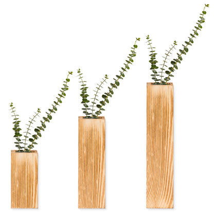 WATINC Wood Wall Planter Decor - 3 Pack Wooden Hanging Planter Vase, Faux Flowers Artificial Plants Indoor Holder, Modern Pocket Wall Mount Vases for Farmhouse Home Bedroom Living Room Decoration