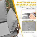 DWVO 4 Pieces Patio Furniture Set, Outdoor Wicker Bistro Set, All-Weather Rattan Conversation Set with Loveseat Chairs Table Soft Cushions for Backyard, Pool, Deck, Garden (Grey) DWVO