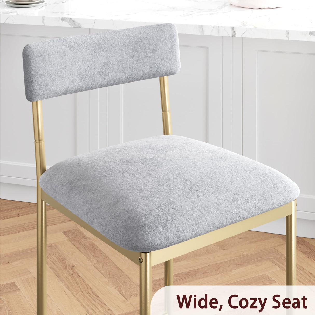 IDEALHOUSE Dining Table Set for 2, Counter Height Kitchen Table and Chairs, Bar Table Set with 2 Velvet Bar Stools, 3 Piece Dining Room Table Set for Small Space, Apartment, Gray Gold White IDEALHOUSE