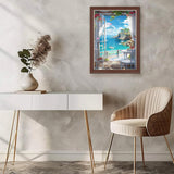 Lxmsja Sea View Diamond Art Kits for Adults, Landscape DIY Full Drill Diamond Painting Kits for Beginners, 5D Gem Art Crafts for Adults, Home Wall Decor 12x16 inch Lxmsja