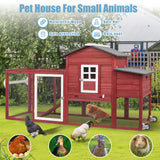 PetsCosset 79" Wooden Chicken Coop Rabbit Cage with Nesting Box, Waterproof Roof, Removable Tray, Combinable PetsCosset