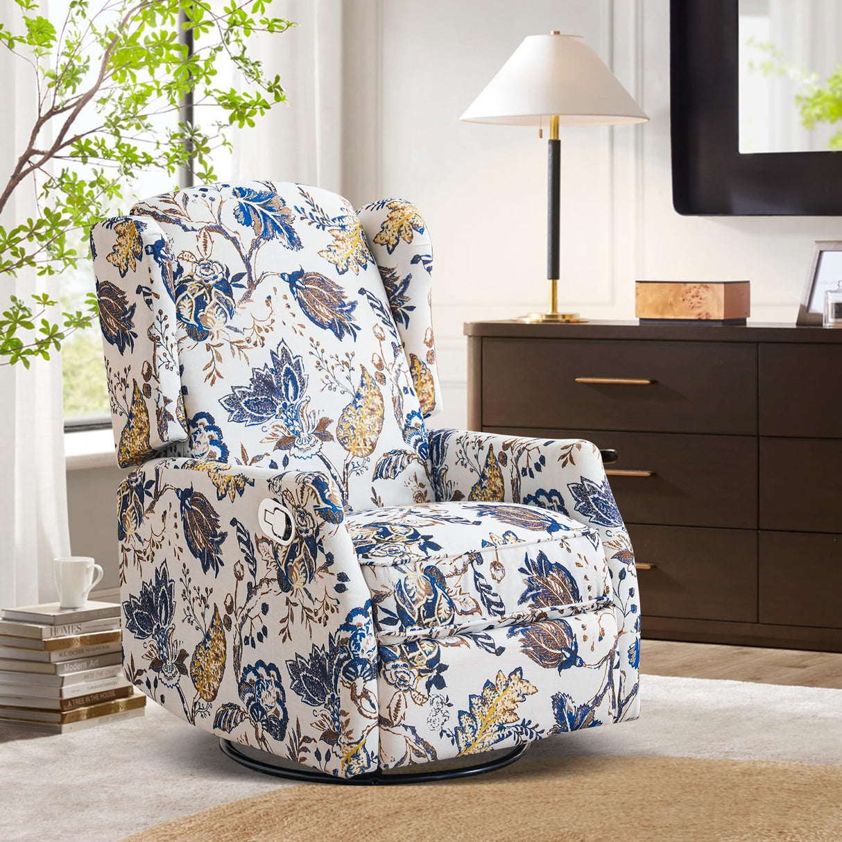 Consofa Swivel Rocker Recliner, Manual Rocker Recliner Chair for Adults, Glider Rocking Chair for Nursery with Padded Seat for Living Room, 360° Swivel Rocking Chair Small Recliners for Small Spaces Consofa