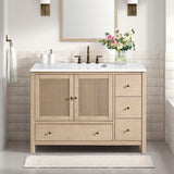 Alaterre Furniture Lucca 48 Inch Bathroom Vanity - Freestanding Cabinet Without Sink - Wood Bathroom Vanity with Large Bottom Drawer, 3 Small Drawers, and Soft-Close Doors (Natural) Alaterre Furniture