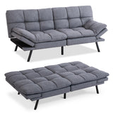 Hcore Futon Sofa Couch Bed,Convertible Futon Couch Bed,Memory Foam Futon Sleeper Sofa,Loveseat Sofa Bed,Small Splitback Polyester Modern Sofa for Living Room,Office,Apartment,Dark Grey Hcore