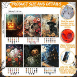 Gersoniel 6 Sets Halloween Paint by Numbers Kit for Adults, 16x12 Inch Ghost Pumpkin Sip and Paint for Beginners, Pre Drawn Oil Painting on Canvas, DIY Painting Kit Bulk Gifts for Halloween Gersoniel