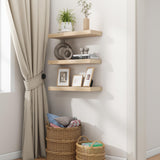 Natural Wood Floating Shelves, Wood Floating Shelves for Wall Set of 3, 17 Inch Natural Raw Wood Shelves for Living Room Bedroom Home Office - Natural fuqing