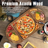 Extra Large Magnetic Charcuterie Board Cheese Board Gift Set 3 Part Square & Round & Heart Shaped Acacia Wood Charcuterie Cheese Boards Wooden Tray Serving Board Platter for Valentine XILAZAB