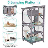 Catio Outdoor Cat Enclosure,Cat House with Wheels,Upgraded Resting Box,Waterproof Roof for Patio Garden Suumerpety