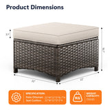 MaxMulti 2 Pieces Patio Ottomans, Outdoor Wicker Footrest Seat with Removable Cushions, Multipurpose Patio Furniture for Outdoor, Backyard and Deck Use (Beige) MaxMulti