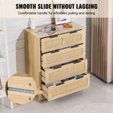 VEVOR 4 Drawer Rattan Dresser, Boho Dresser, Rattan Chest of Drawers with Spacious Storage, Natural Rattan Dresser for Bedroom, Living Room & Hallway,Rattan Nightstand with Sturdy Handles&Legs, Brown VEVOR