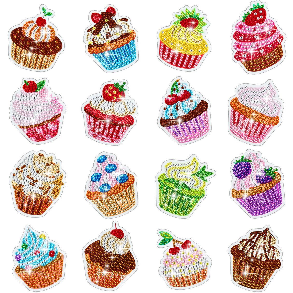 Xuhal 16 Pcs Diamond Painting Magnets DIY Diamond Painting Kits for Gem Art Magnet Fridge Stickers for Beginners Adults DIY Crafts Party(Cupcake) Xuhal