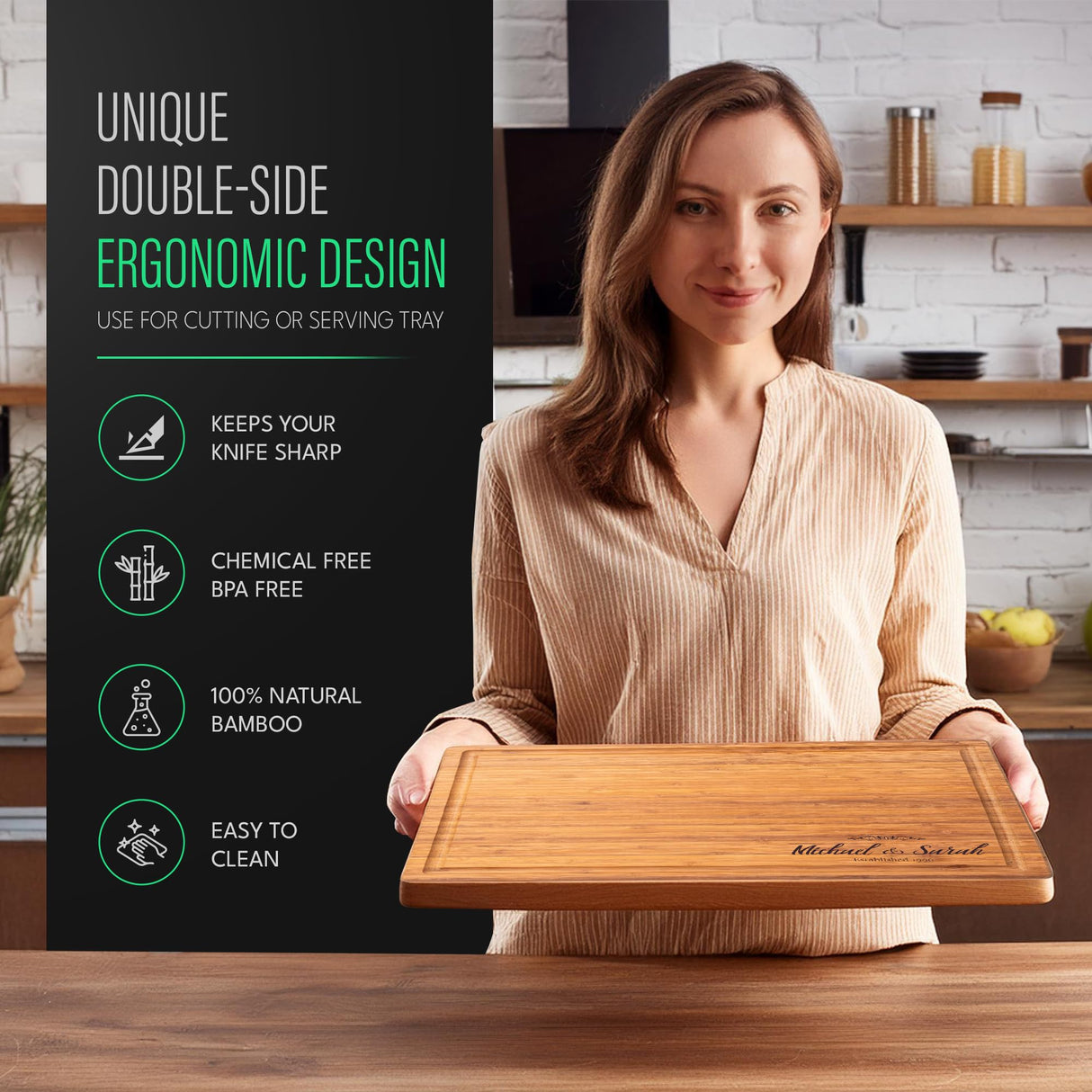 Personalized Cutting Board Customized Charcuterie Board Perfect for Weddings, Anniversaries, and Housewarmings Includes Gift Box and Stands. BrightTexts