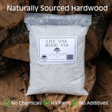 Live Oak Wood Ash - All Natural Clean Sifted Premium MultiUse Hardwood Ashes (2 lbs) The Living Pasture
