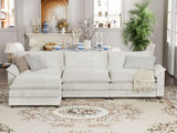 YESHOMY Sectional Modular Sofa L Shaped Chenille Fabric Couch with High Supportive & Soft Sponges and Removable Ottoman, Sleeper Comfy Upholstered Furniture for Living Room, White YESHOMY