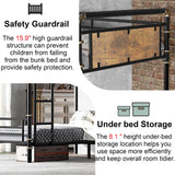 Mirightone Metal Quad Bunk Bed, Heavy Duty Industrial L-Shaped Bunk Bed with Ladders, Detachable Corner 4 Bed Bunk Bed for Kids, Teens, Space Saving Design,Can Be Divided Into 3 Twin Beds, Black Mirightone