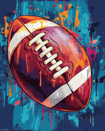 XTXGERL American Football Paint by Number, Ball Sport Paint by Numbers Kit for Adults, Graffiti DIY Oil Painting Poster for Sports Lovers, Canvas Print Home Room Wall Art (16x20inch, No Frame)