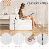 Homall Folding Sofa Bed, Convertible Sleeper Sofa Couch with Headrest & Lumbar Pillow, Chenille Fabric Chair Bed, Single Futon Mattress for Living Room, Apartment, Office (White) Homall