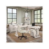 Bush Furniture Homestead Farmhouse L Shaped Desk, 60W, Linen White Oak Bush Business Furniture