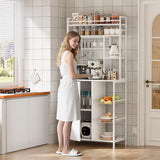LegacyAmerhome Bakers Rack with Storage, 7-Tiers Large Bakers Rack with Power Outlet, Kitchen Microwave Stand Cabinet, Coffee Bar Cabinet with Storage Shelf, for Kitchen Living Room Pantry, White LegacyAmerhome