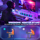 Homieasy Small Gaming Desk with Power Outlets Pegboard LED Light, 43 Inch L Shaped Computer Desk with Monitor Stand Storage Shelves, Reversible Corner Desk with Headset Hooks, White Homieasy