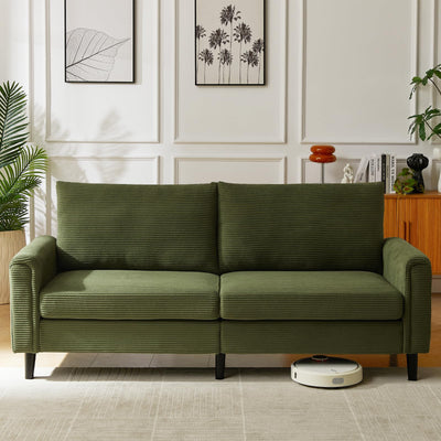 Brelice 80" Loveseat Sofa, Corduroy Couch for Living Room, 24.4" Extra Deep Seats, Mid Century Modern Oversized Love Seat for Bedroom, Office, Apartment and Small Space(Green)