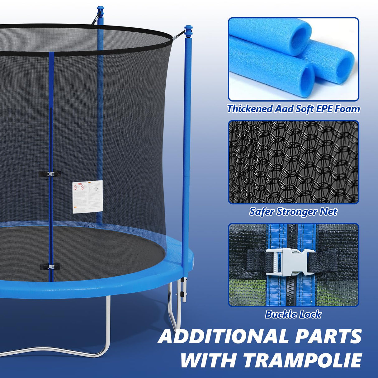 8FT Trampoline with Safety Enclosure Net Combo Bounce Jump Outdoor Fitness Trampoline PVC Spring Cover Padding for Kids FDW