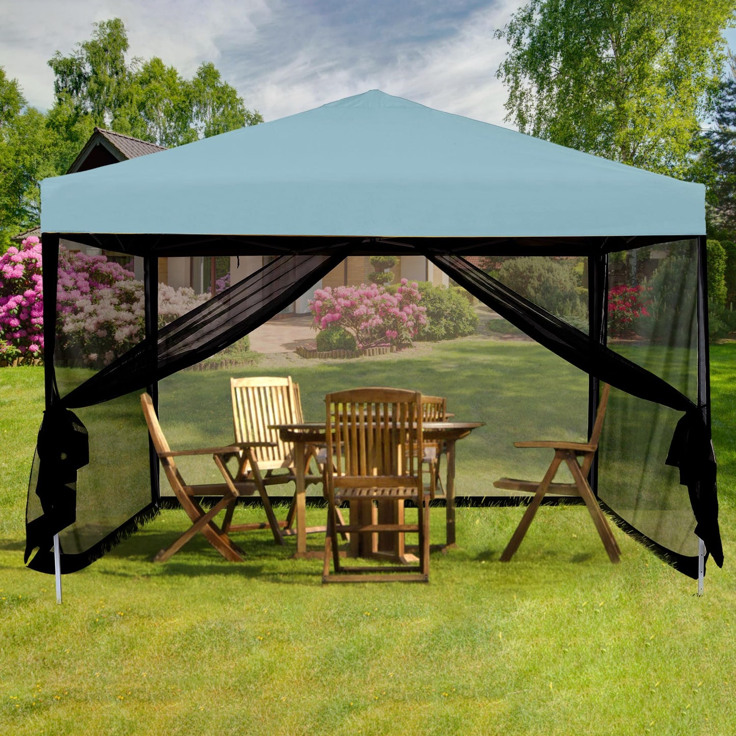 Seogwisam Mosquito Netting for 10'x10' Pop up Canopy Tent or Gazebo,Zipper Screen Sidewalls for Outdoor Garden Patio Gazebo(Mosquito Net Only,Black)