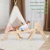 INNOPLAY Large Foldable Toddler Climbing Toys Indoor Jungle Gym, Pikler Triangle Set with Cushion, S-lide and Arch, 7-in-1 Montessori Climbing Set(1.5-6yrs) INNOPLAY