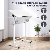 Small Standing Desk Adjustable Height,Rolling Computer Desk,Mobile Standing Desk with Wheels,Portable Stand Up Desk,Tall Computer Table,Adjustable Desktop Sit Stand Desk,Size 31.5x15.7 Inch White Dekhaoxe