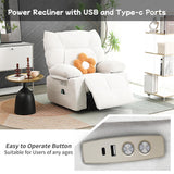 EDWELL White Power Recliner Chair, Swivel Rocking Recliner Chairs for Adults with Massage and Heated, Soft Single Reclining Swivel Sofa with USB, USB-C Ports for Living Room EDWELL