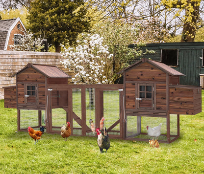 160IN Chicken Coop Wooden Large Hen House for Chickens, Waterproof Outdoor Poultry Cage for Small Animals with Upgraded Nesting Box(Brown)