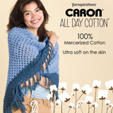Caron All Day Cotton - 3 Pack of 173 Yards/3.52 oz Eyes Blue 100% Mercerized Cotton Yarn Caron