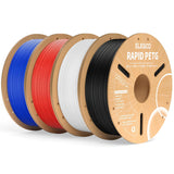 ELEGOO Rapid PETG Filament 1.75mm Bundle 4KG, High Speed 30-600mm/s 3D Printer Filament Accuracy +/- 0.02 mm, 1kg Cardboard Spool(2.2lbs), Fits for Most FDM 3D Printers(Black, White, Blue, Red) ELEGOO