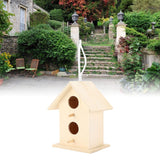2PCS Bird Houses for Outside, Wooden Birdhouse Unfinished Bird Houses Hanging Wooden Birdhouse Wooden Bird Houses to Paint with Two Holes(#A) Beufee