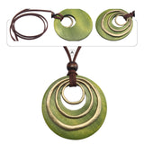 joymiao Leather Necklaces for Women Boho Leather Necklace Long Wooden Neckalce Circle Vintage Necklace Wooden Pendant Long Necklaces joymiao