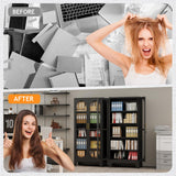 PAOFIN 71" H Locking Display Cabinet with Glass Door, Metal Curio Cabinets with 4 Adjustable Shelves, Tall Liquor Cabinet Display Case for Living Room, Collectibles, Home - Assembly Required Black PAOFIN