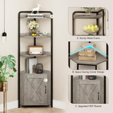 IDEALHOUSE 70.9 Inch Corner Cabinet 5-Tier Tall Corner Cabinet Farmhouse Bookshelves Rustic Storage Rack Industrial Bookcase Plant Stand for Living Room, Bedroom, Home Office, Kitchen IDEALHOUSE