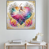 CHWGLFGG 5D Diamond Painting Kits for Adults Beginners, Elegant Dancer Flowers Special Shape Diamond Art, DIY Drill Diamond Dot Gem Art Kits for Adults, Home Wall Decor 11.8X11.8 Inch CHWGLFGG
