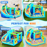 FBSPORT Inflatable Bounce House, Water Slide Park Slide Bouncer with Ball Shooting, Climbing Wall, Jumping and Splash Pool, Kids Bouncy Castle with 450W Air Blower for Outdoor Backyard FBSPORT