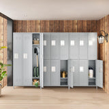 MIIIKO 2 Tier Metal Lockers 3-Wide, 72" x 36" x 16" Storage Locker Units with 6 Compartments, Large Employee Locker with Shelves, Lockable Doors and Hanging Hooks MIIIKO