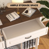 DAWNSPACES Dog Crate Furniture, 72 Inch Heavy Duty Wooden Large Dog Kennel with Drawers & Divider, Indoor Furniture Style Dog Crate with Double Rooms for Large Medium Small Dogs, White DAWNSPACES