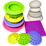 Rock Molds for Painting - 8 pc Round Art Stone Mold Set with Dome Templates - Happy Dotting Company - for DIY Crafts, Dotting Stencil, Mandala Art Happy Dotting Company