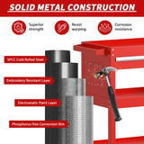 3 Tier Rolling Tool Cart, Tool Cart with Wheels and Drawers, 500 LBS Capacity Service Utility Cart, Mechanic Tool Cart on Wheels for Garage, Warehouse, Repair Shop, Red Wanmwill