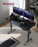 VASAGLE Electric Standing Desk with Drawers, 55.1 x 23.6 Inches, Sit Stand Desk with Power Outlet and LED Lights, Adjustable Height, Storage Shelf, 3 Memory Buttons, for Home Office, Ink Black VASAGLE